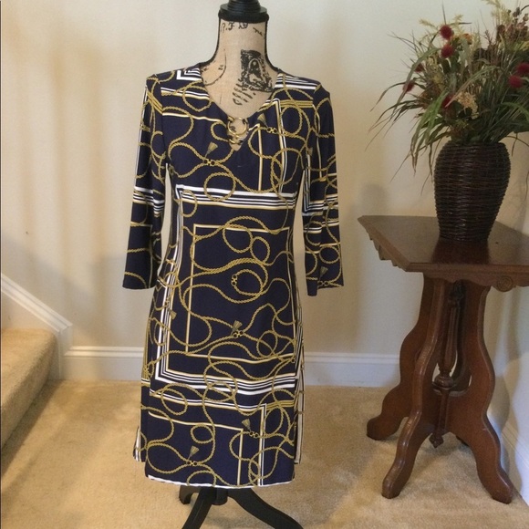Tacera Dresses & Skirts - Tacera Navy blue print dress